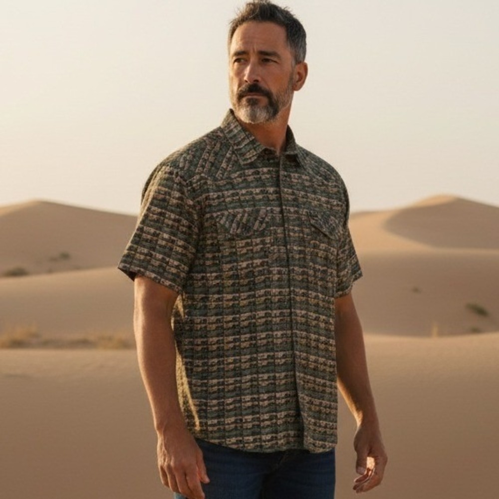 Howler Brothers Gaucho Snapshirt Mens Large Cactus Print Western Short Sleeve L